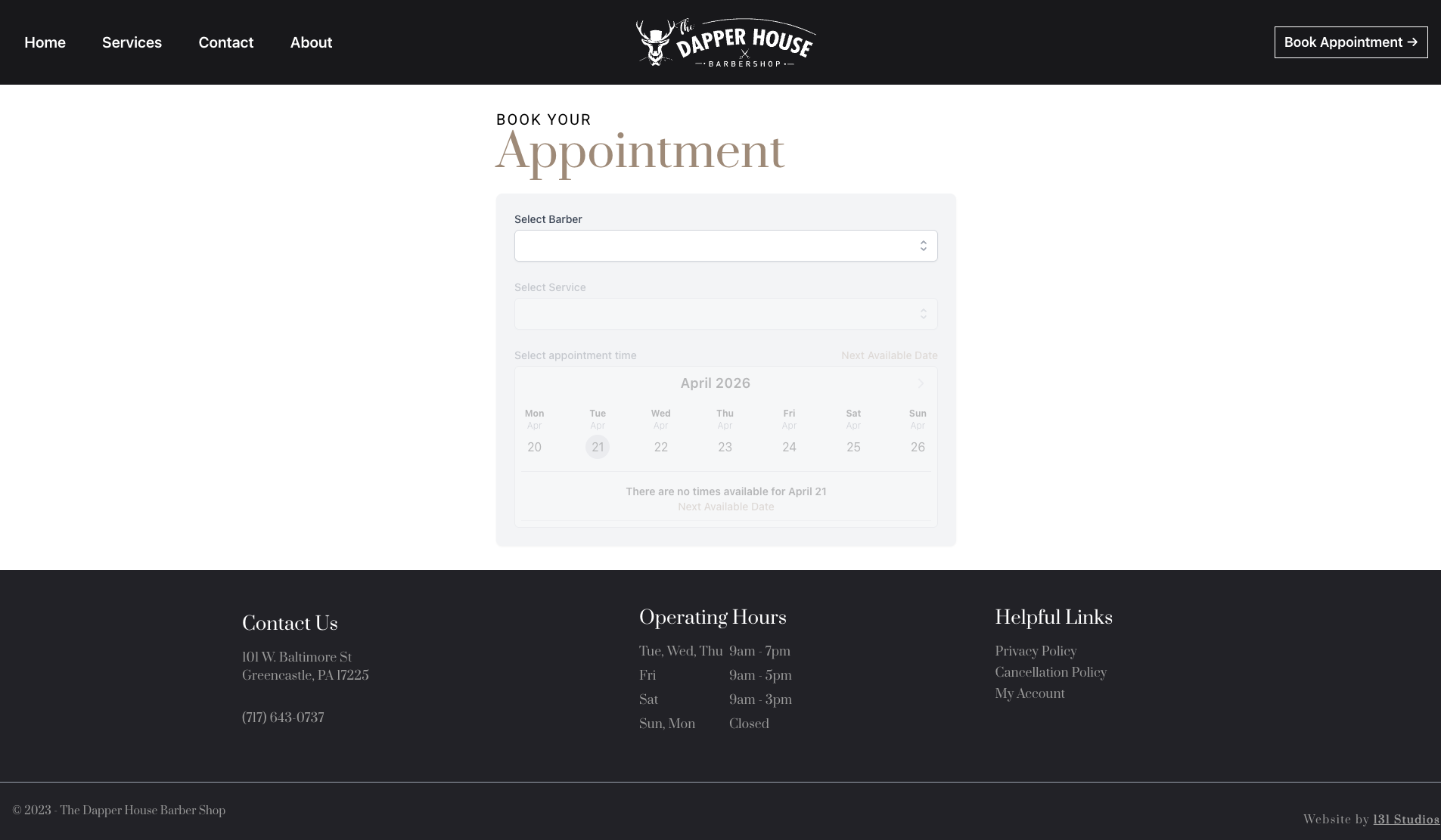 Dapper House Barber Shop online appointment booking system website