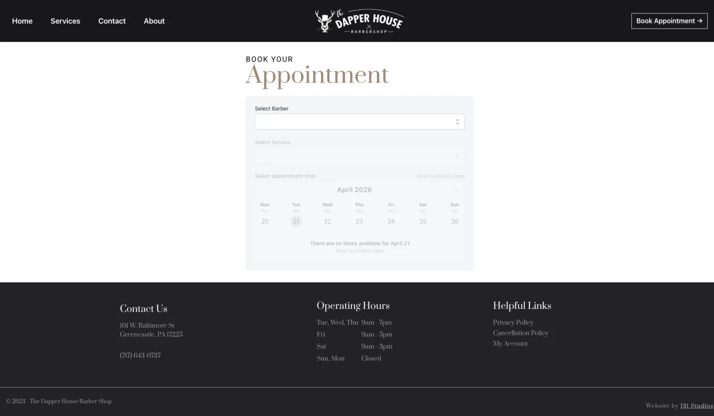 Dapper House Barber Shop online appointment booking system website