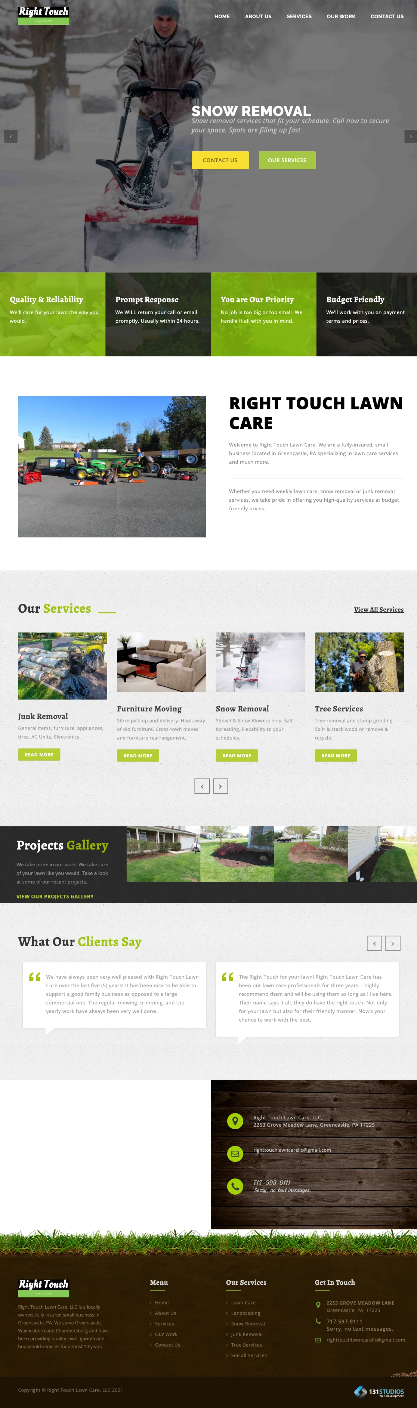 Website built for Right Touch Lawncare