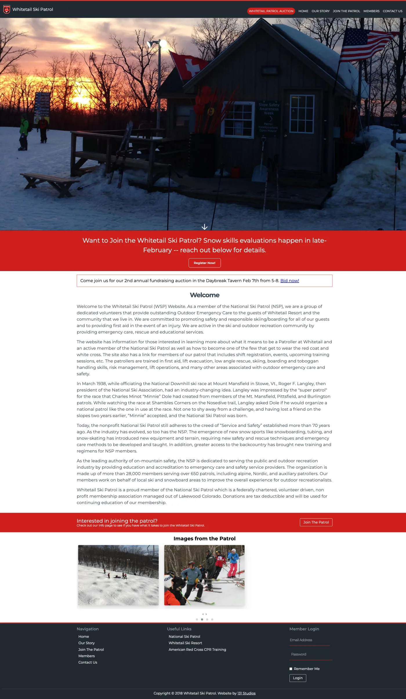 Whitetail Ski Patrol volunteer organization website